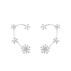 Silver snowflake earrings on a white background