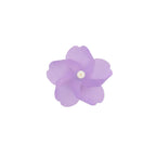 A single lavender purple flower-shaped accessory with layered petals and a small white center, isolated on a plain white background.