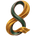 Gold and green ribbon-like design on a white background