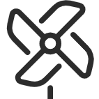 Icon of a propeller on a black background